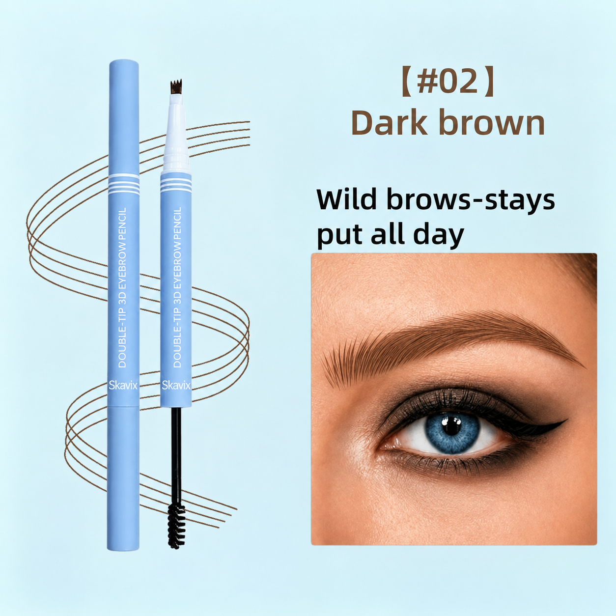 Skavix Waterproof 2-in-1 Micro-Fork Eyebrow Pen & Tinted Gel