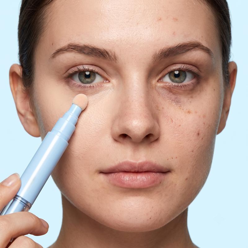 Model applying concealer beneath the eye