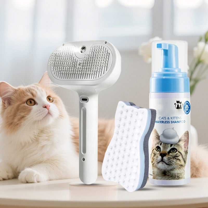 3-in-1 Pet Cleaning Kit – Foam, Spray & Grooming Brush for Deep Clean & Odor Control
