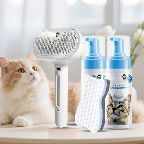 3-in-1 Pet Cleaning Kit – Foam, Spray & Grooming Brush for Deep Clean & Odor Control