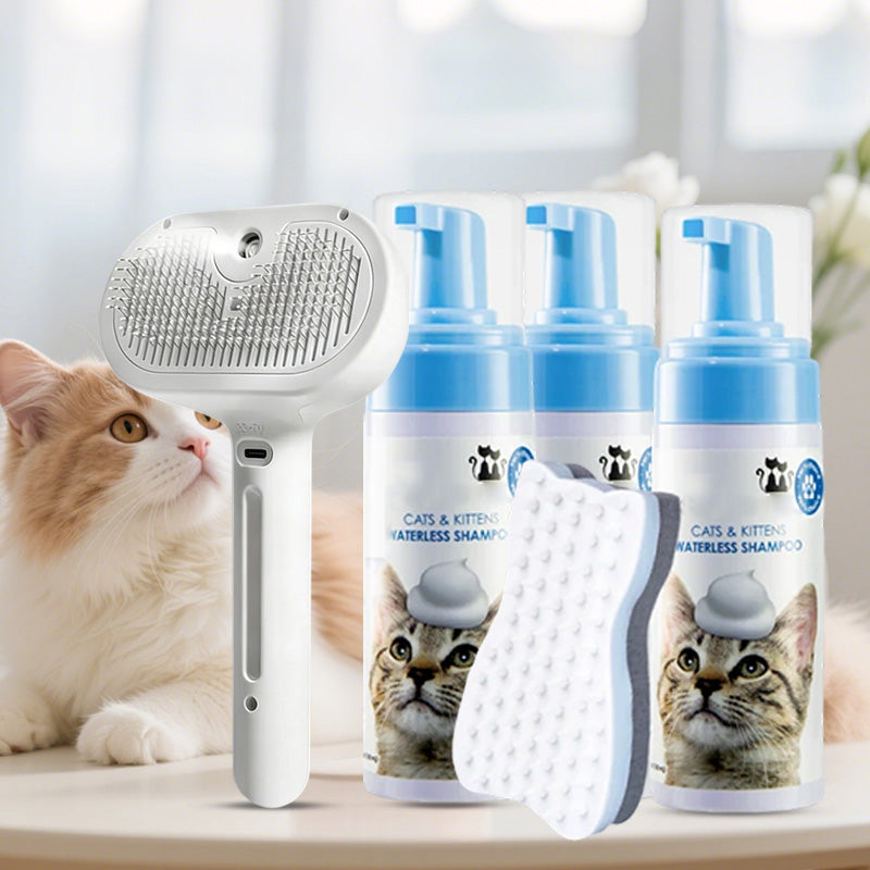 3-in-1 Pet Cleaning Kit – Foam, Spray & Grooming Brush for Deep Clean & Odor Control