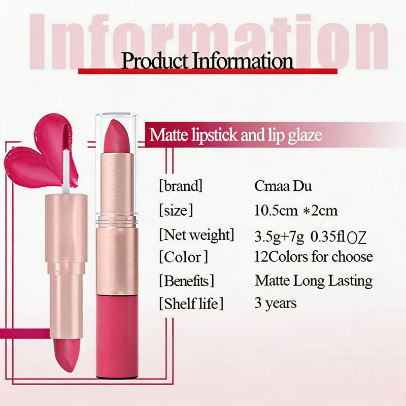 2 In 1 Lipstick Lip Glossy Set