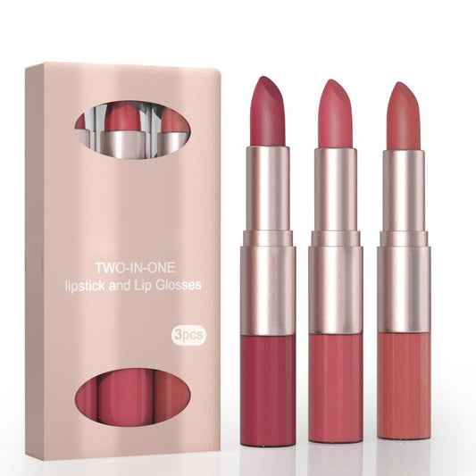 2 In 1 Lipstick Lip Glossy Set