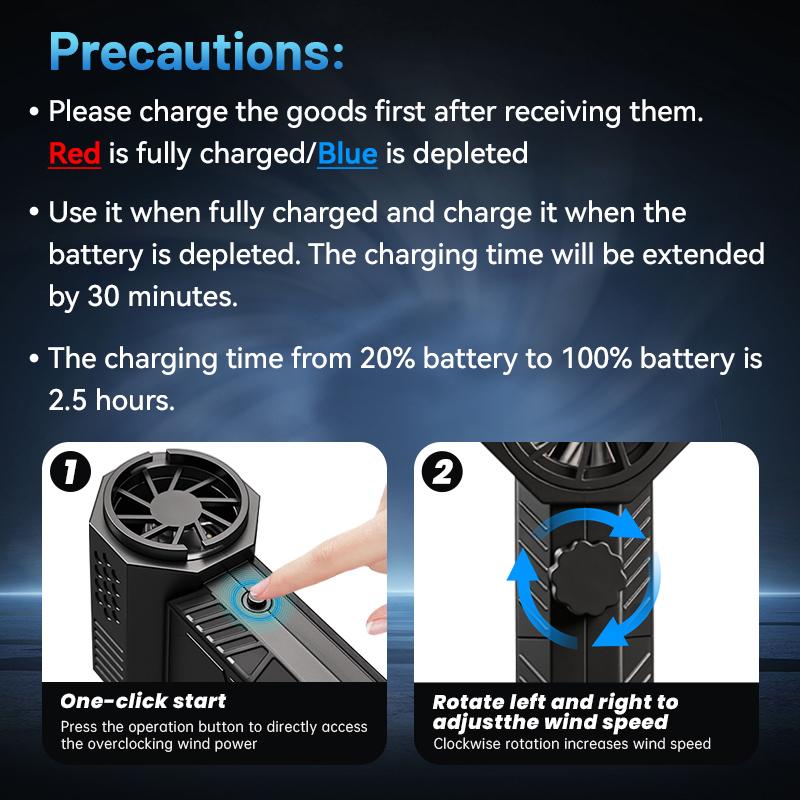 Portable Mini Turbo Fan, High Speed Handheld Rechargeable Fan