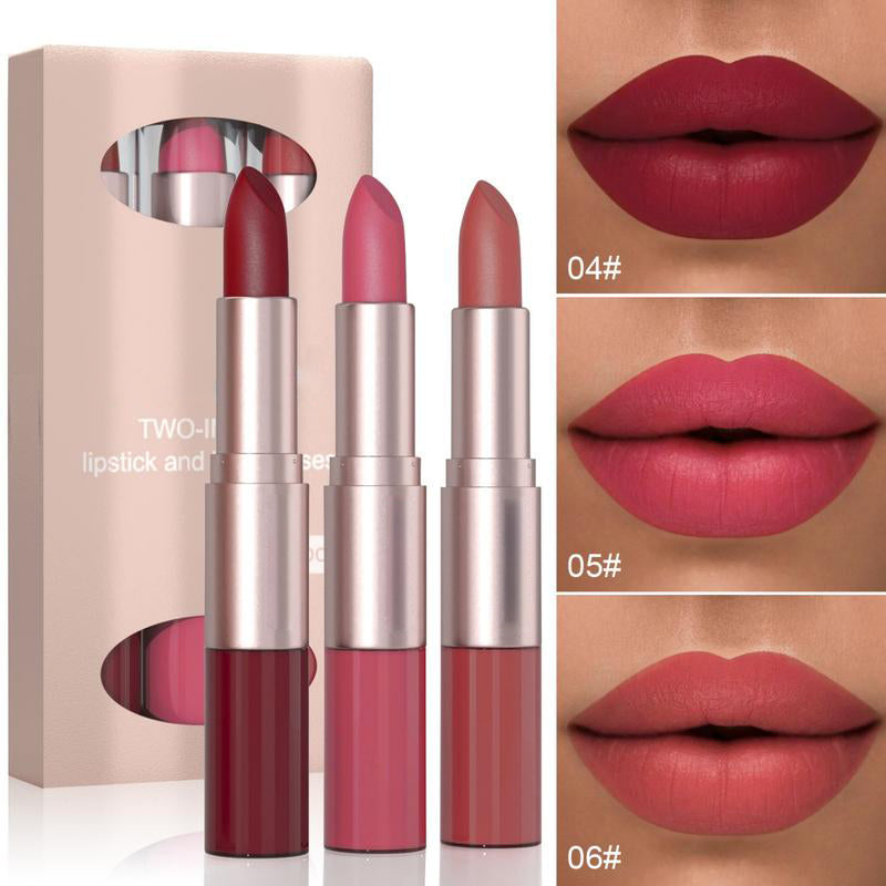 2 In 1 Lipstick Lip Glossy Set