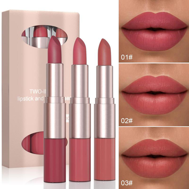 2 In 1 Lipstick Lip Glossy Set