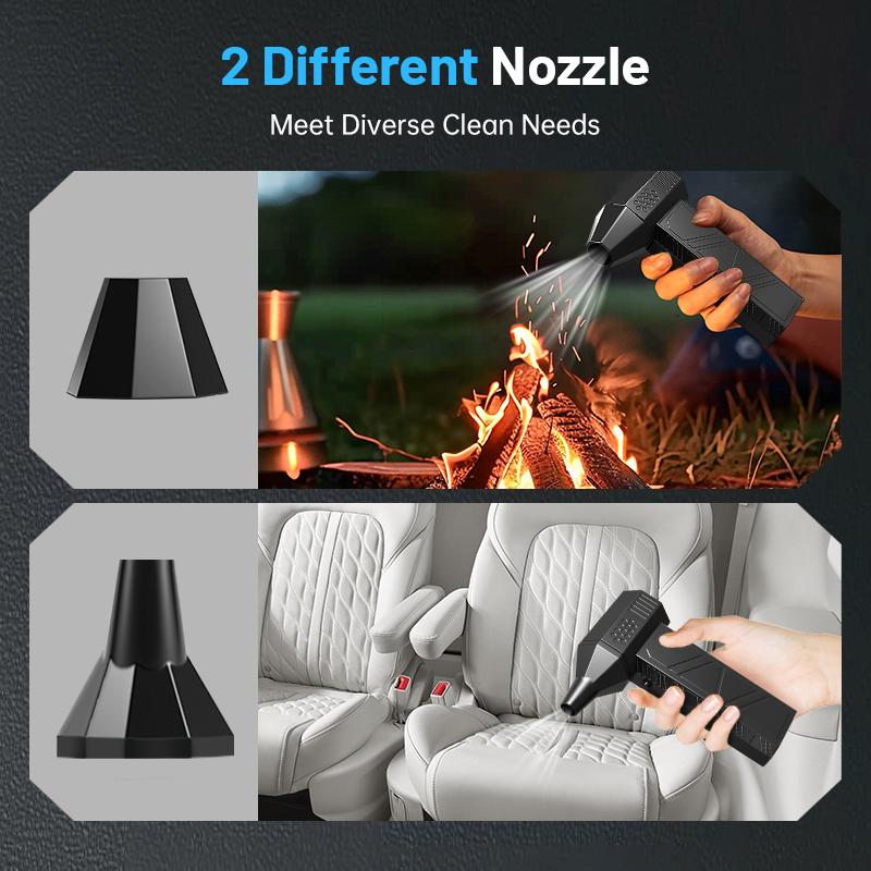 Two nozzle options for broad airflow and focused cleaning